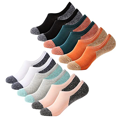 6 Pairs Trainer Socks Womens Ladies No Show Socks Casual Low Cut Cushioned Socks with Non Slip Grip Invisible Socks (Mixed *6, 3-7)