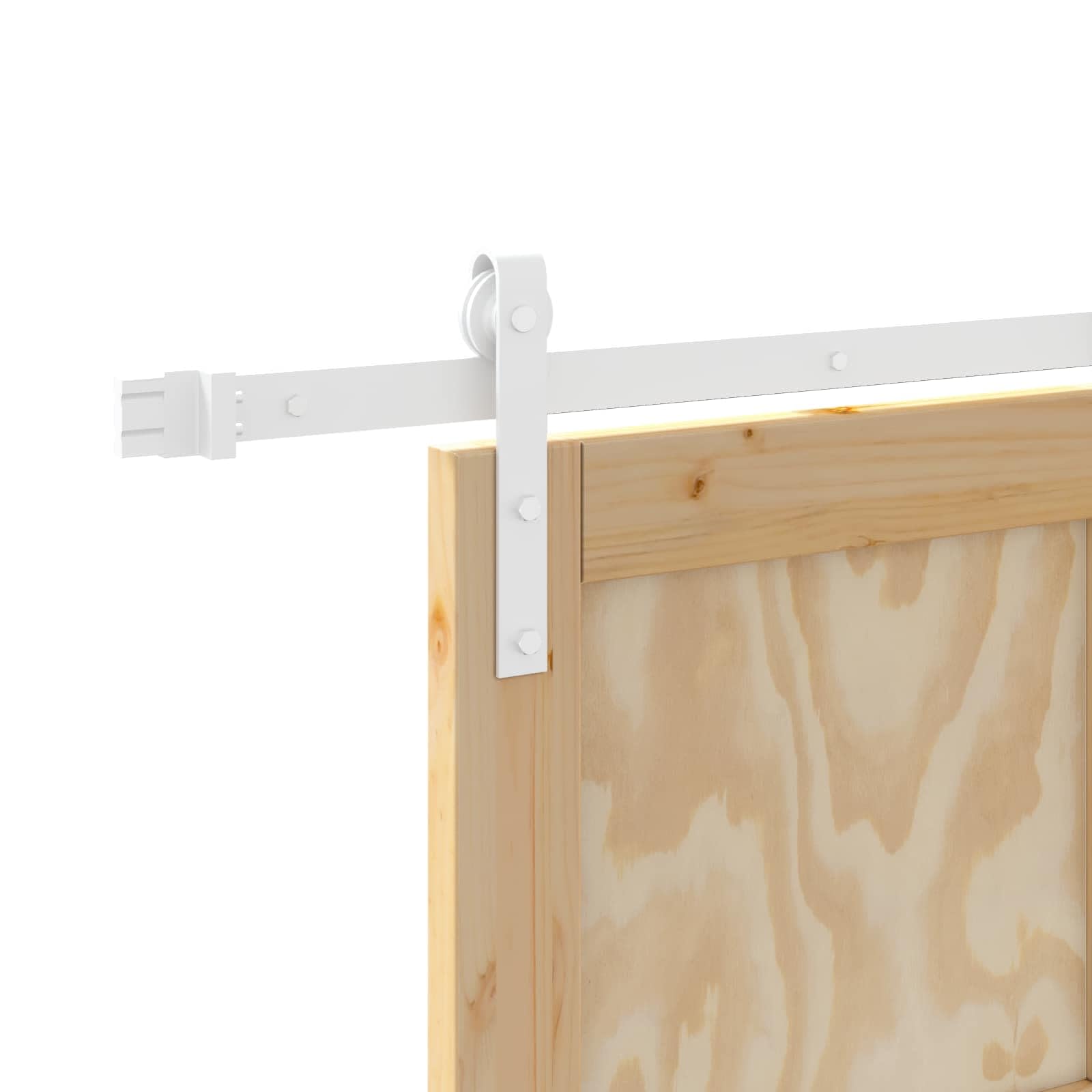 Porta scorrevole in legno di pino massiccio naturale e bianco, 86 x 211 cm, con binario in acciaio verniciato a polvere, design salvaspazio per interni, scorrevole silenzioso, facile da