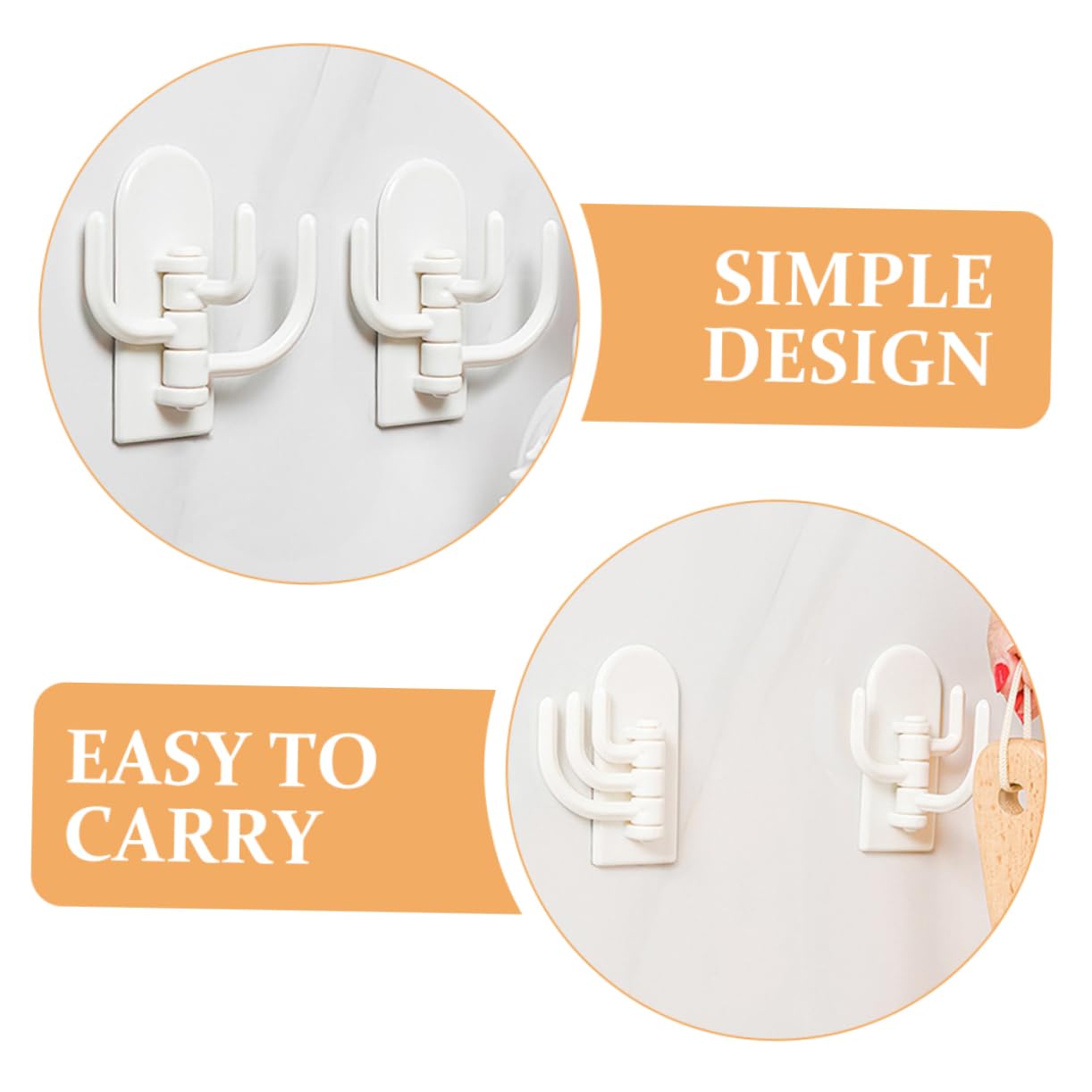 CIYODO 4 Pcs Clothes Hanger Over Door Hooks Rotatable Storage Hook Kitchen Door Hook Cabinet Hanging Holder White