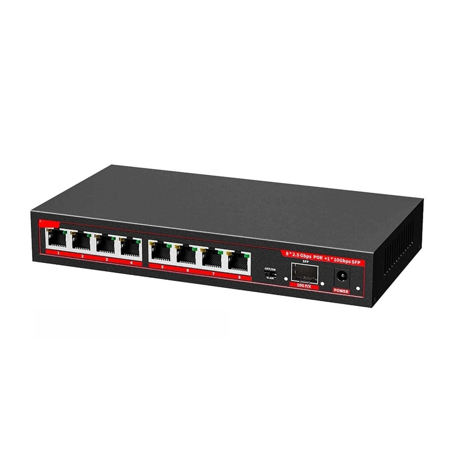 OSHZIKJII 9-Ports 2.5G Switch 2.5Gbe Network Etherent Switch 8 Port 2.5GBASE-T with 10G SFP+ Slot Fanless Plug and Play Gigabit Switch(E -U Plug)