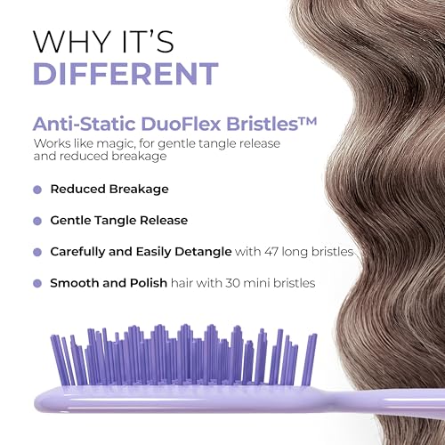 Image of FHI Heat UNbrush Mini Detangler Brush for Pain-Free Brushing on All Wet or Dry Hair Types - Durable Duoflex Anti-Static Bristles, Lightweight Handle, Vented Mini Hair Brush