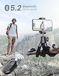 Phone Tripod, Portable and Flexible Phone Stand for Video Recording with Wireless Remote, 360° Rotating Tabletop & Travel Tripods for iPhone, Smartphones, Camera