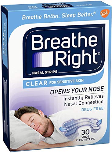 Breathe Right Breathe Right Nasal Strips Clear Sensitive Skin, Large, 30 each