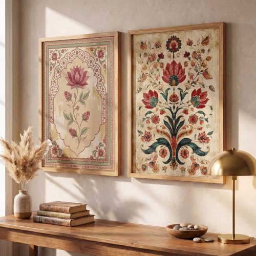 Image of HOTHOUSE Madhubani Art Wall Painting Traditional Home Decoration With Frame For Living Room Bed Room Hotel Wall Decor Digital Reprint Set of 2 (13X17 inch)