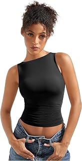 SIGHTBOMB SOFTLINE Feather Touch Double Lined Boat Neck Ruched Waist Microfiber Cuddle Baby Sleeveless TEE for Women Price In India