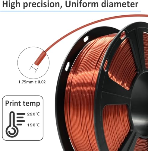 Image of GIANTARM 3D Printer Filament, 2kg Silk Copper Pla Filament,1.75mm Dimension Accuracy + /- 0.02mm,for Most 3D FDM Printer