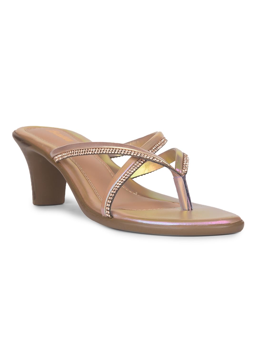 Women Kitten Heel Thongs - Gold (3UK)-image-8