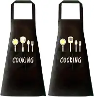 Kit com 2 Avental de Cozinha em Poliéster Impermeável 95cm com Bolso Frontal