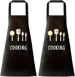 Kit com 2 Avental de Cozinha em Poliéster Impermeável 95cm com Bolso Frontal