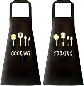Kit com 2 Avental de Cozinha em Poliéster Impermeável 95cm com Bolso Frontal