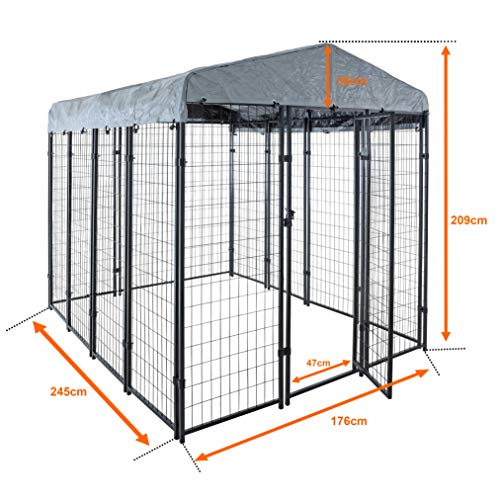 Hundezwinger Estexo Hundekäfig 245 x 176 x 209 cm mit Dach