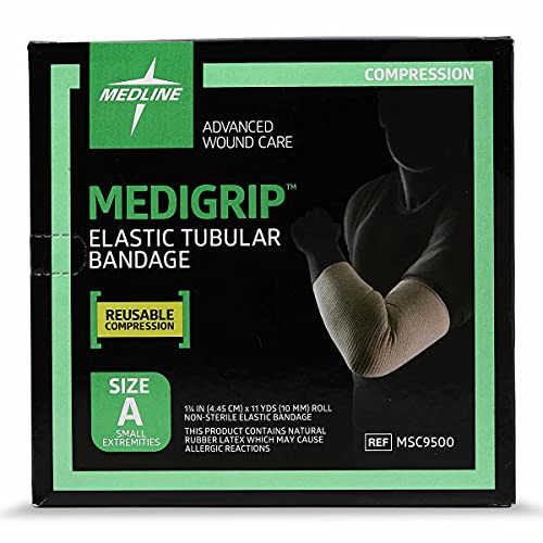 Medline Medigrip Elastic Latex Tubular Bandages, Size A, 1.75" W (4.5 cm), Ideal for Small Feet and Arms - High Compression Support, Breathable &amp; Comfortable