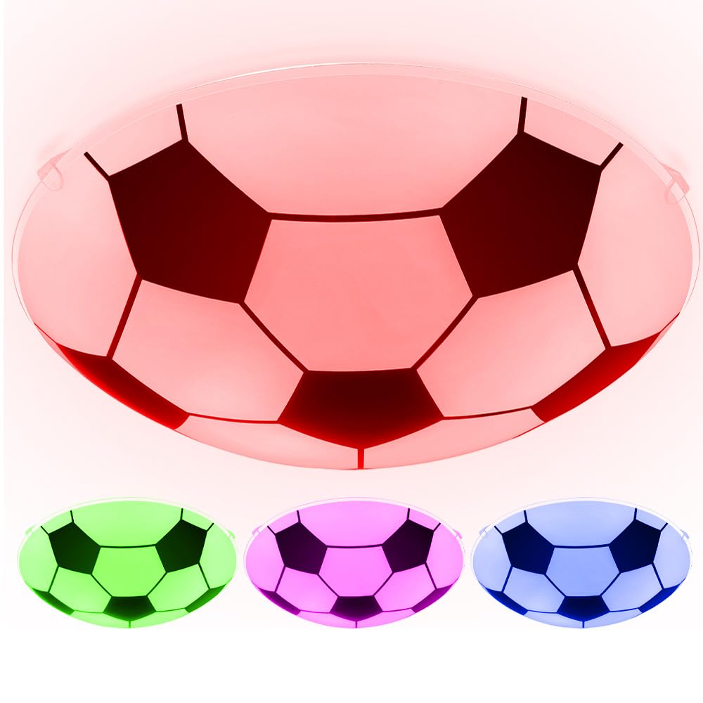 Kinder Decken Lampe DIMMBAR Fußball Glas Leuchte FERNBEDIENUNG im Set inkl. RGB LED Leuchtmittel
