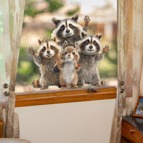 Vinilos adhesivos de pared con diseño de mapaches adorables miniatura 4