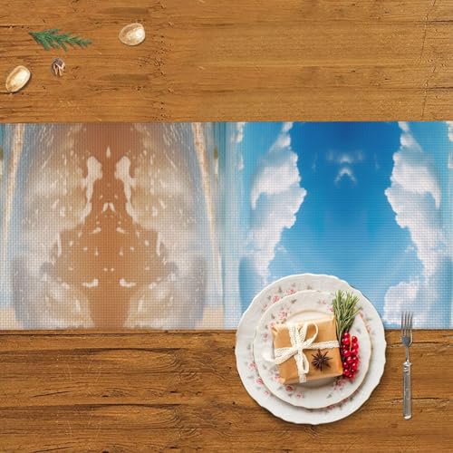 Chemin de table plage nuage pour protéger et embellir une table de style ferme - 6