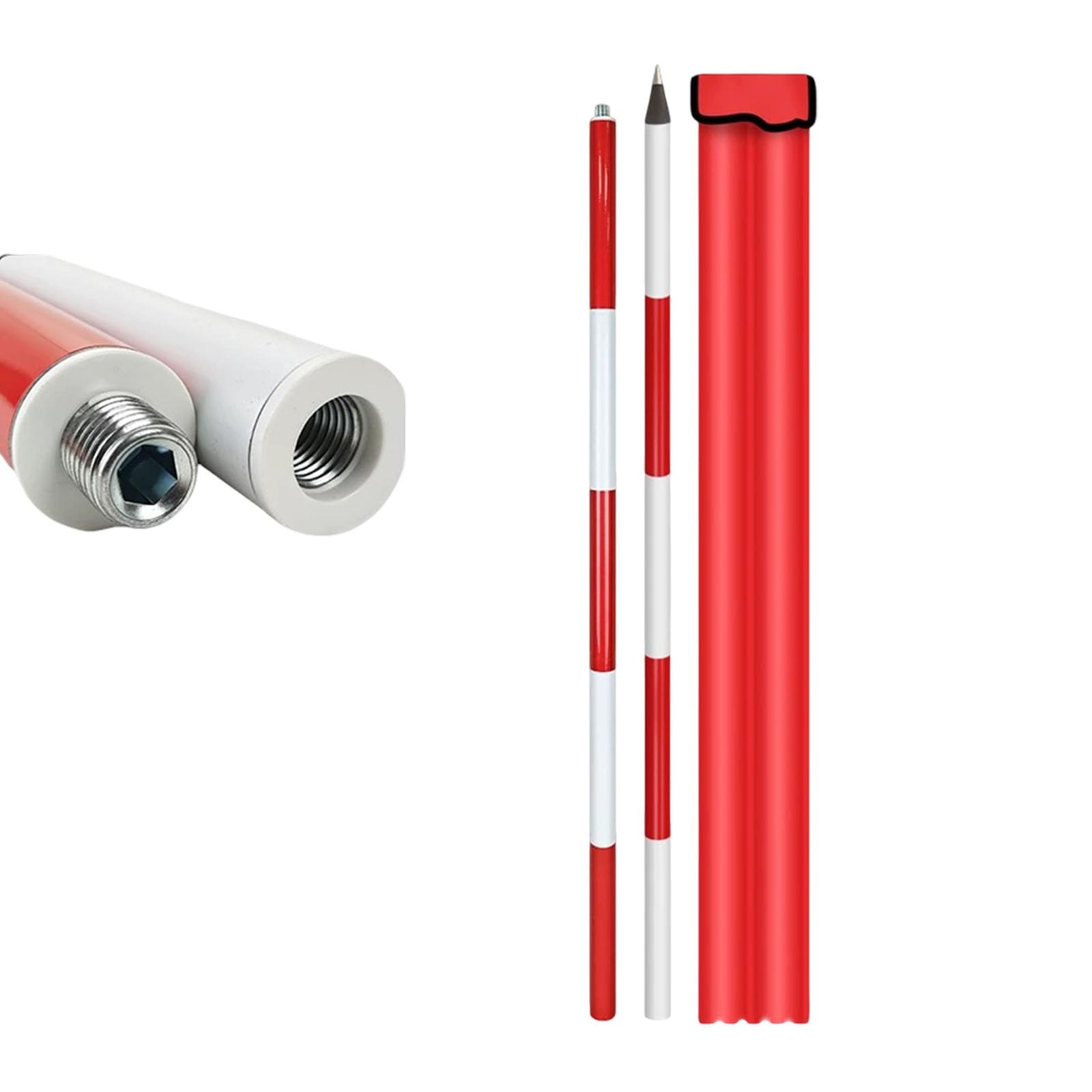 Aluminum Survey Pole, Surveying Prism Pole - Sectional Prism Rod with Storage Bag for Land Surveying, Construction Layout, Engineering Measurement(2m/6.56ft)