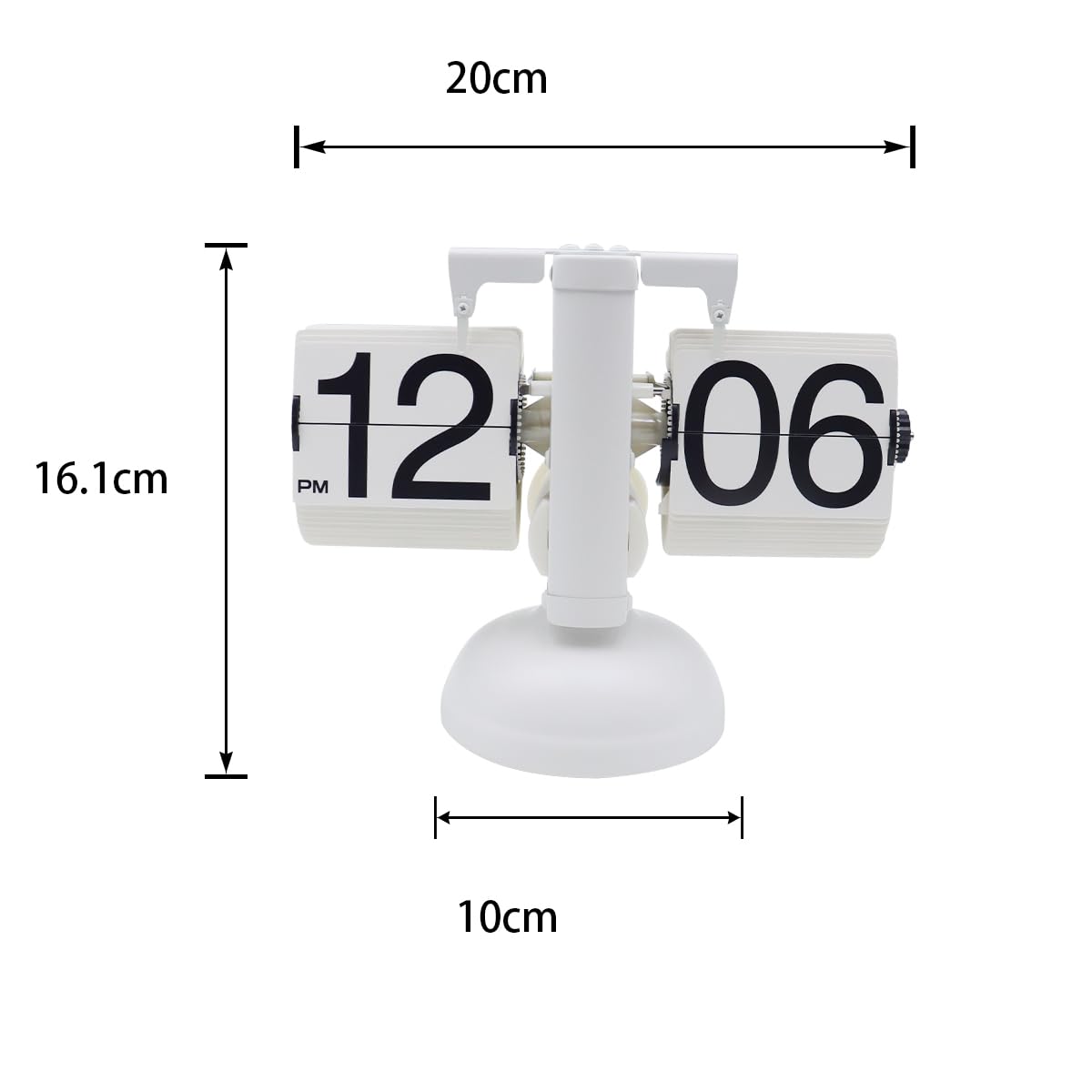 Reloj de mesa digital automático con tapa retro con mecanismo de transmisión interna, soporte de metal mecánico para el hogar, sala de estar (blanco)