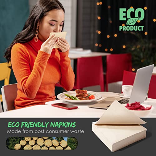 500Pcs Compostable Paper Plates Set, Eco-Friendly Disposable Plates Cutlery Includes 100Pcs Dinner Plates, 50Pcs Dessert Plates, 50Pcs Cocktail Napkins, 100Pcs Forks, 100Pcs Knives, 100Pcs Spoons #TOP3