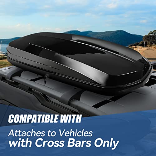 Image of Auto Dynasty Hard Shell Roof Top Mount Car Storage Travel Luggage Box Cargo Carrier with Security Keys, 78 (L) x 31 (W) x 15 (H) Inches, Capacity 110 Pounds, 17 Cubic Feet (Tool-Free Install), Glossy