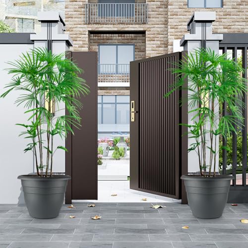 Image of RooTrimmer 3 Pack Large 16 Inch Plastic Plant Pots for Outdoor Plants,Durable & Lightweight Flower Pots with Drainage Holes,Weather-Resistant Large Planters for Patio Garden(Gray)
