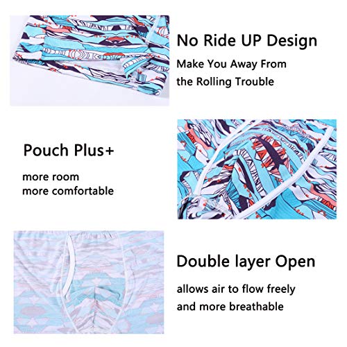 JINSHI Men's Underwear Long Boxer Briefs Underpants The Boxer for Men Breathable Bamboo Viscose Pack4