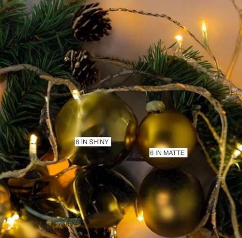 Image of Christmas Ball Ornaments Set, Extra-Large Giant Hanging (SPN Decor) (Silver Matte, 6 in (Large))