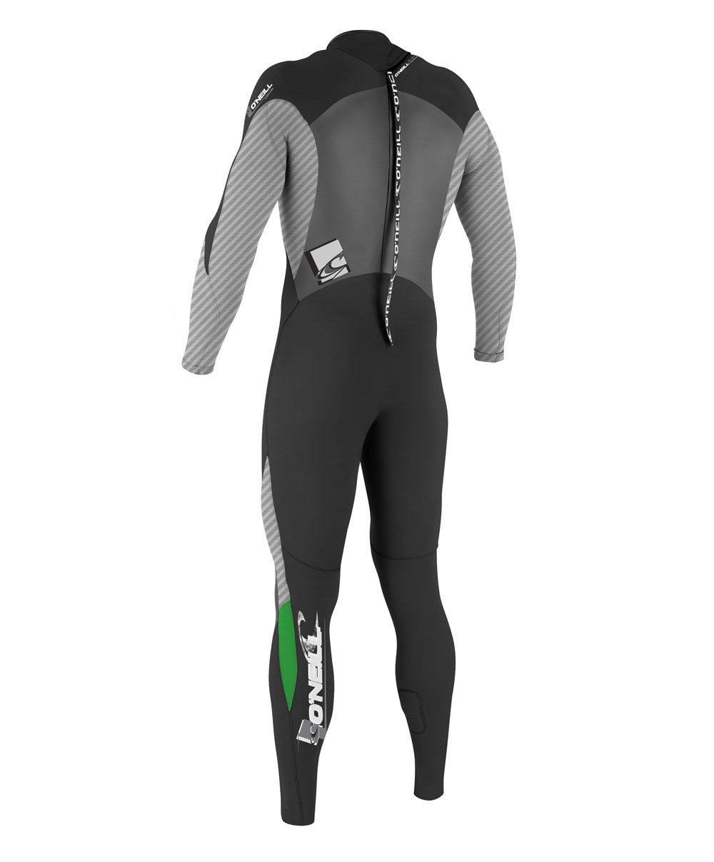 O'Neill Wetsuits Youth Epic 3/2 mm Full Suit, Black/Carbonflint/Clean Green, 14