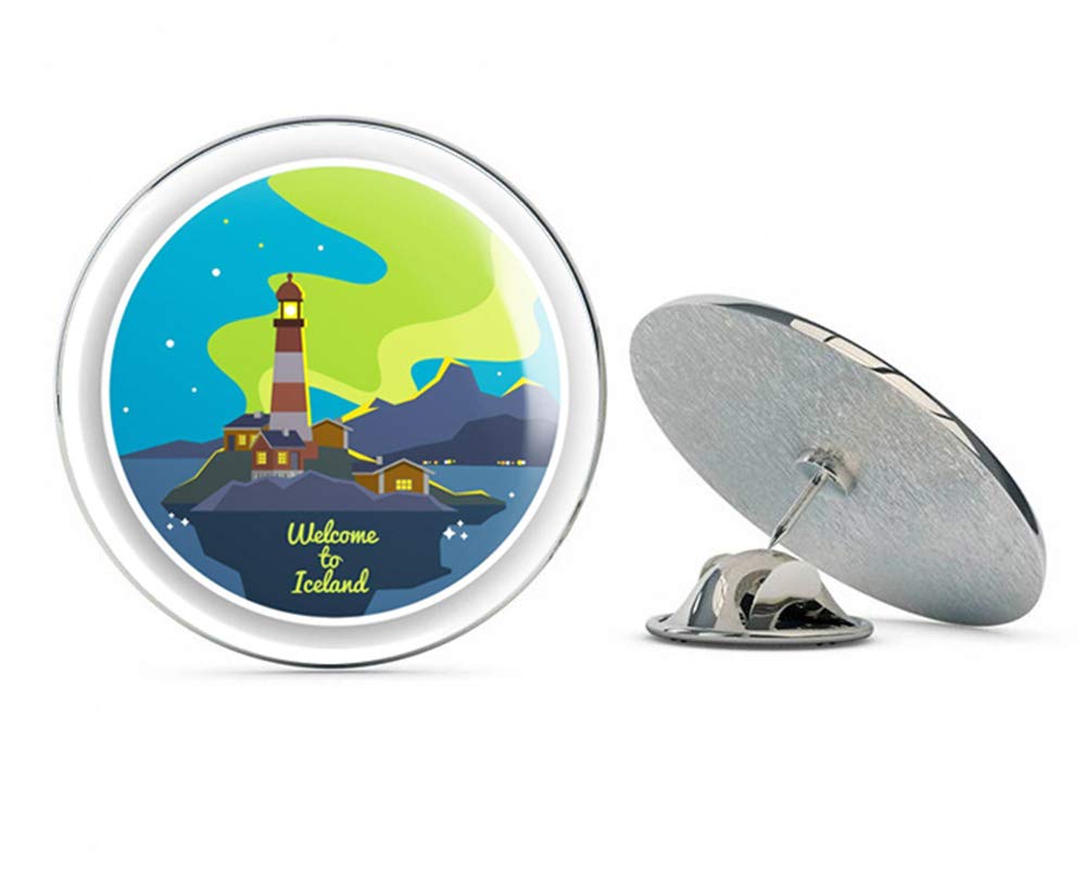 Welcome to Iceland Round Metal 0.75" Lapel Pin Hat Shirt Pin Tie Tack Pinback