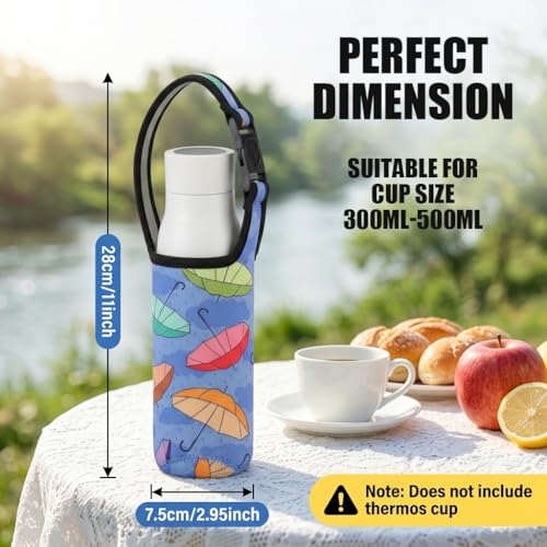 Image of HASTHIP Water Bottle Bag with Quick Release Buckle Strap, Neoprene Insulated Child Water Bottle Carrier Holder Sling Pouch for 300 to 500ml Bottles, School Travel Outdoor Sports and Daily Use