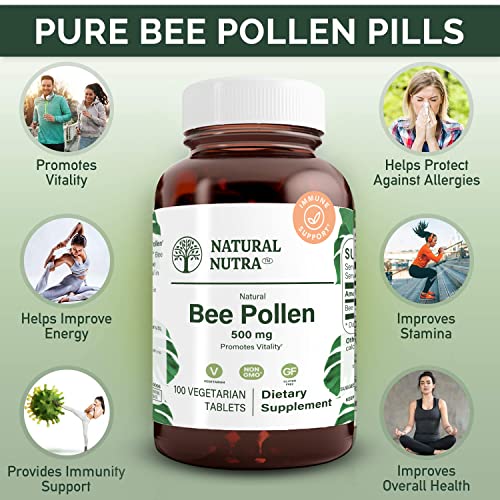 Nutra 100% Pure Bee Pollen Pills for Protein Energy, Skin Calmness, Immunity Support, Health and Nutritional Supplement, 100 Gluten Free Vegetarian Tablets - Image 4