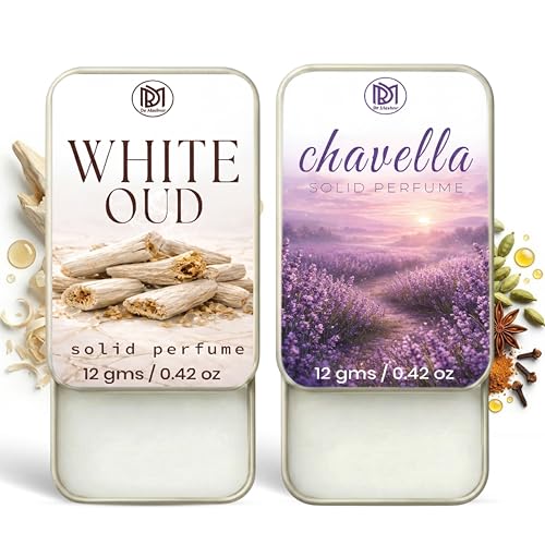 Image of Dr.Mashur Solid Perfume |White Oud&Chavella Alcohol Free Wax Perfume Balm, Long Lasting | Pocket Tin 12g, Pack Of 2| Non Greasy Smooth Glide, Travel Friendly Men And Women