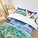 Feelyou Beach Duvet Cover Set Full for Boys Girls Ocean Bedding Set Hawaiian Tripocal Marine Life Sea Fish Printed Bedding Comforter Cover Microfiber with 2 Pillow Shams, Blue,Zipper Closure, 3 Pieces