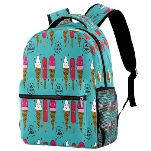 Sac à dos d'école bleu crème glacée pour filles et garçons 40cm
