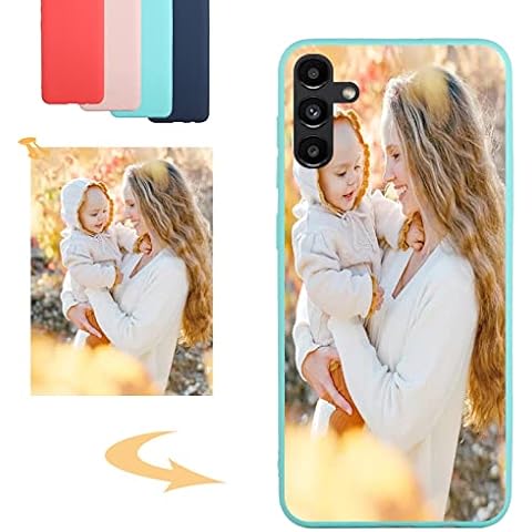 CXKJ Light Blue Personalised Photo Phone Case for Samsung Galaxy A04s,Design Your Own Photo Image,Text Phone Case,Silicone Bumper Slim Soft TPU Cover Case,Personalised Case Cover