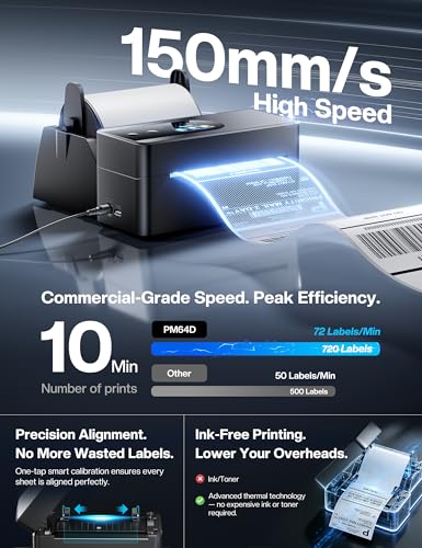 Image of Phomemo Thermal Label Printer Upgraded with Touchable Screen, Shipping Label Printer for Small Business, 4x6 Wireless Thermal Label Printers for Shipping Package, Compatible with Amazon, Shopify, USPS
