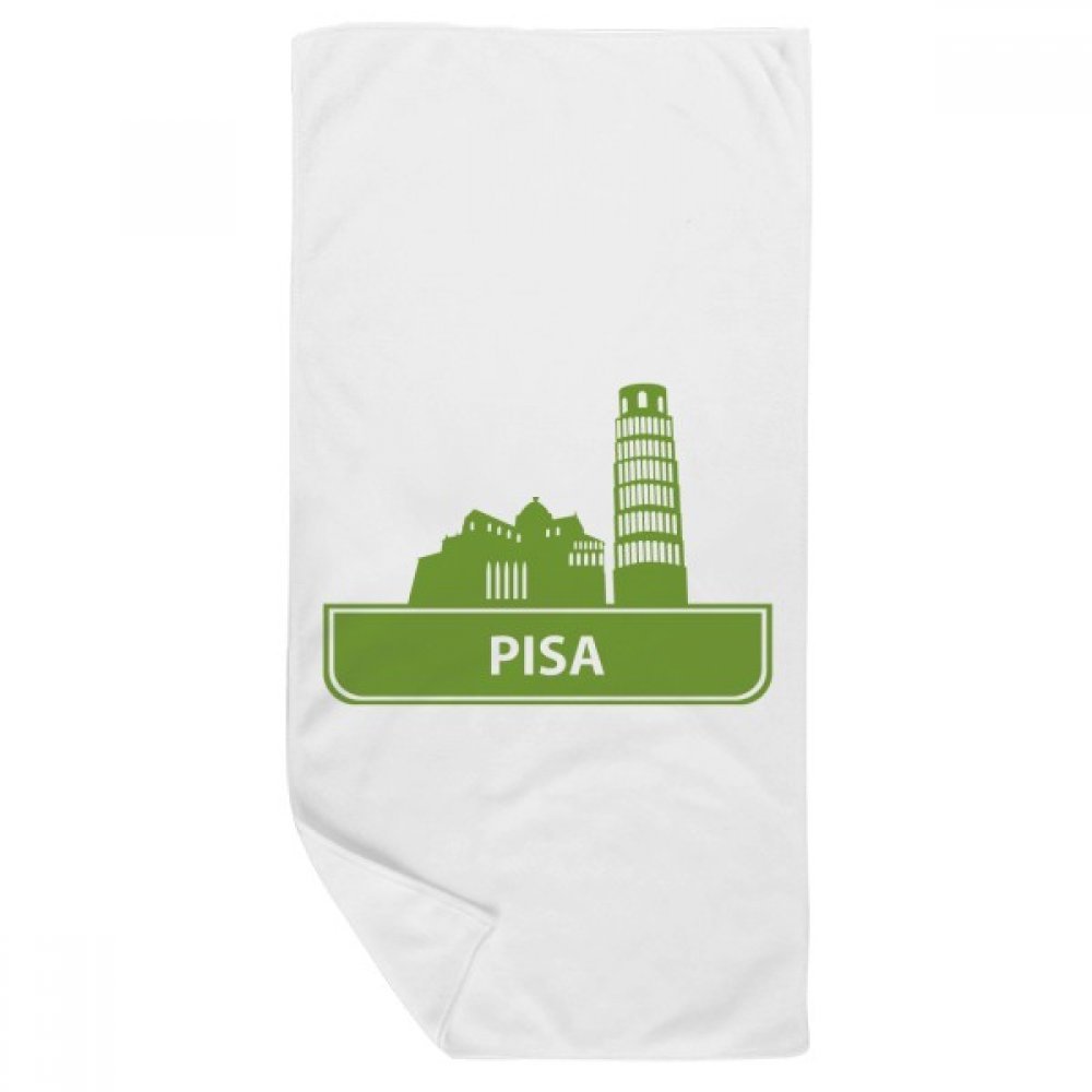 Serviette de bain motif Italie Pise idée cadeau souvenir drap de douche vert 35x70cm