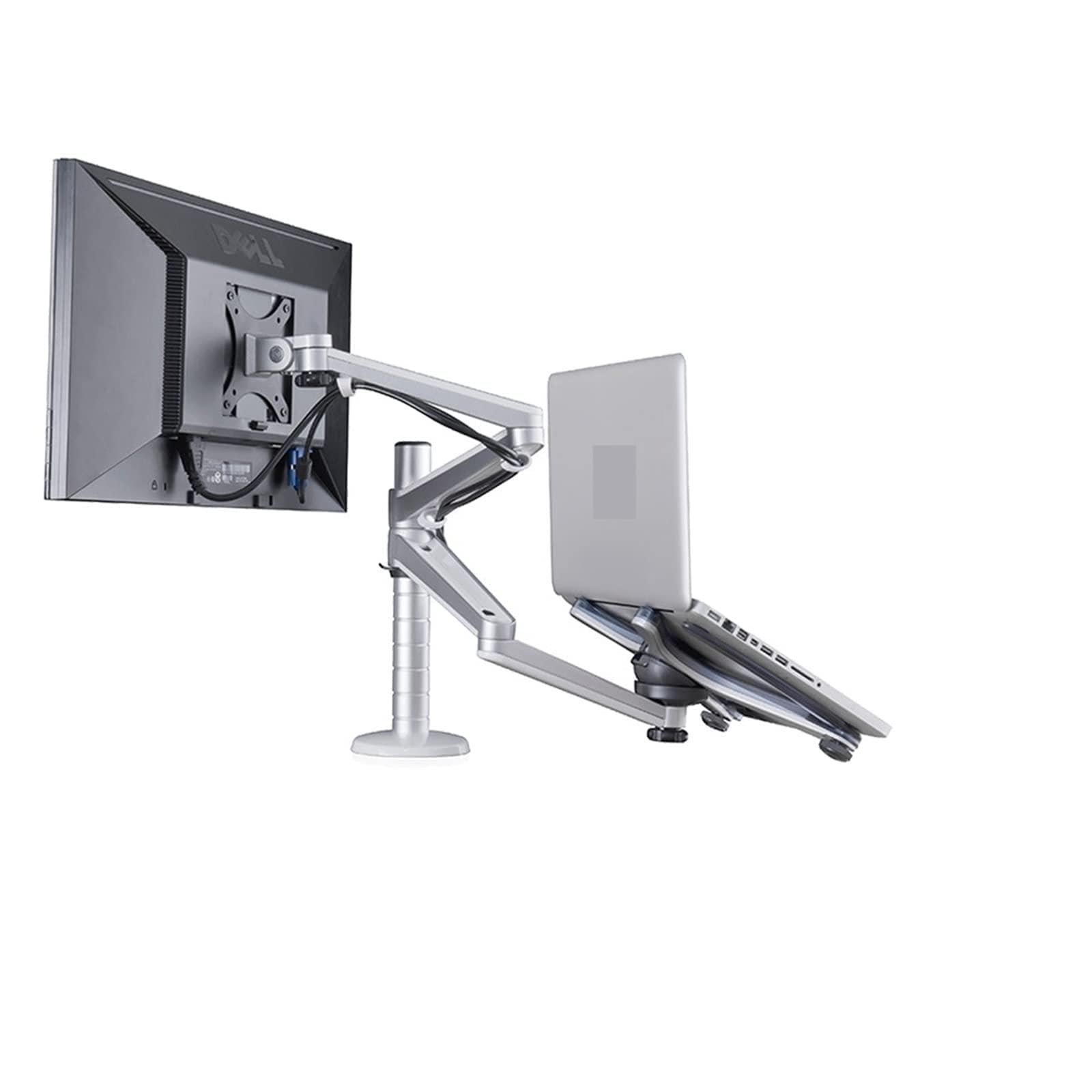 Aioneer Screen Stand, Multimedia Desktop Dual Arm 27 Inch Lcd Monior Holder+ Laptop Holder Stand Table Full Motion Dual Monitor Mount Arm Stand