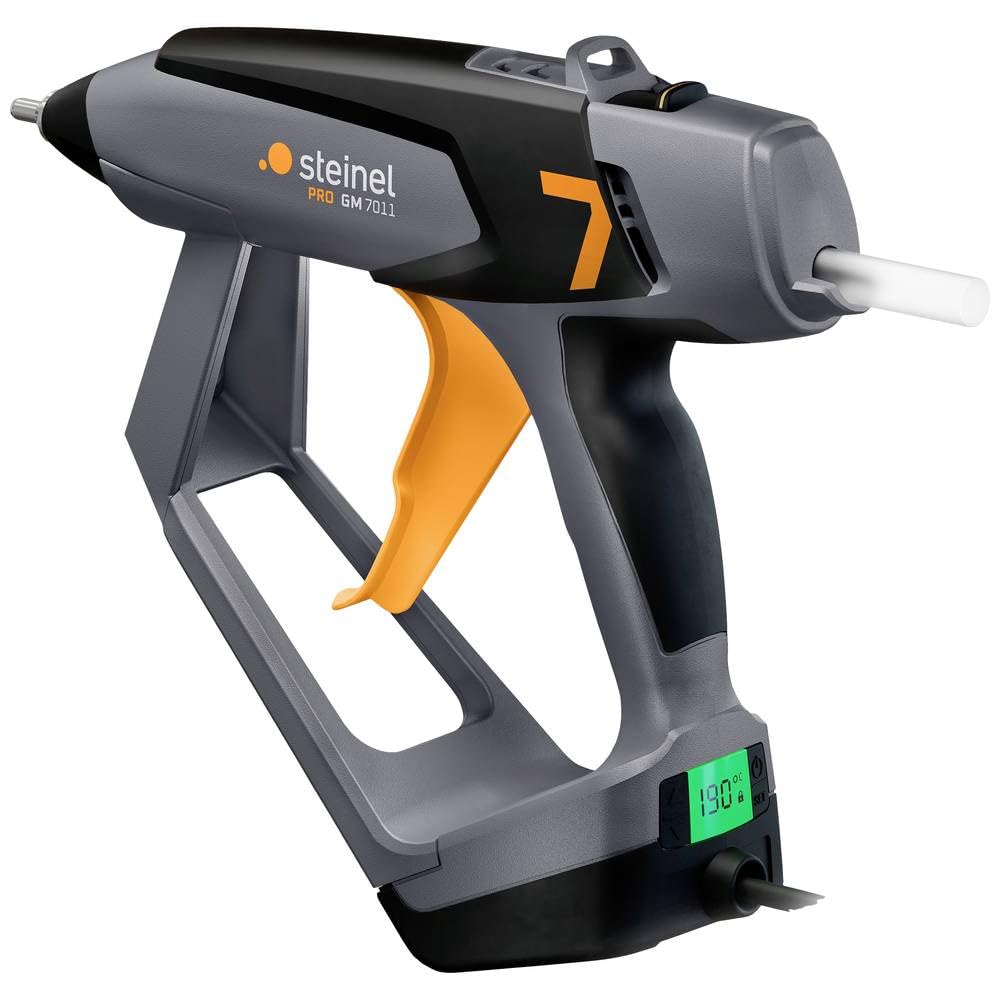 Steinel Pistolet à colle filaire GlueMatic 7011, incl. 3x 11 mm bâtons de colle, réglage électronique, quantité de colle réglable, buses interchangeables, 110 W