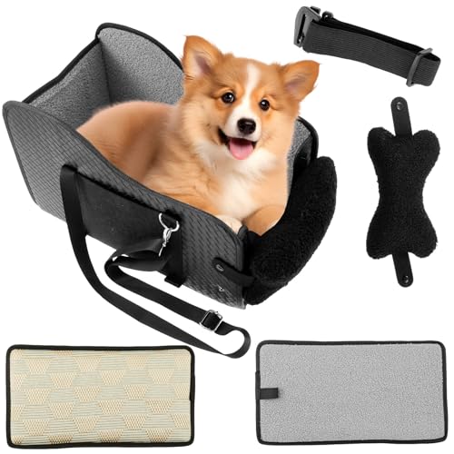 Hnvdkln Center Console Dog Car Seat，Small Pets Stable Safe Armrest Dog Car Booster Seat Armrest Middle Console Booster Travel Carrier for Cats or Other Small
