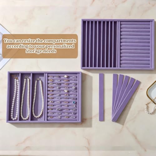 Image of Large Velvet Jewelry Tray Display Drawer Inserts 2 Pack