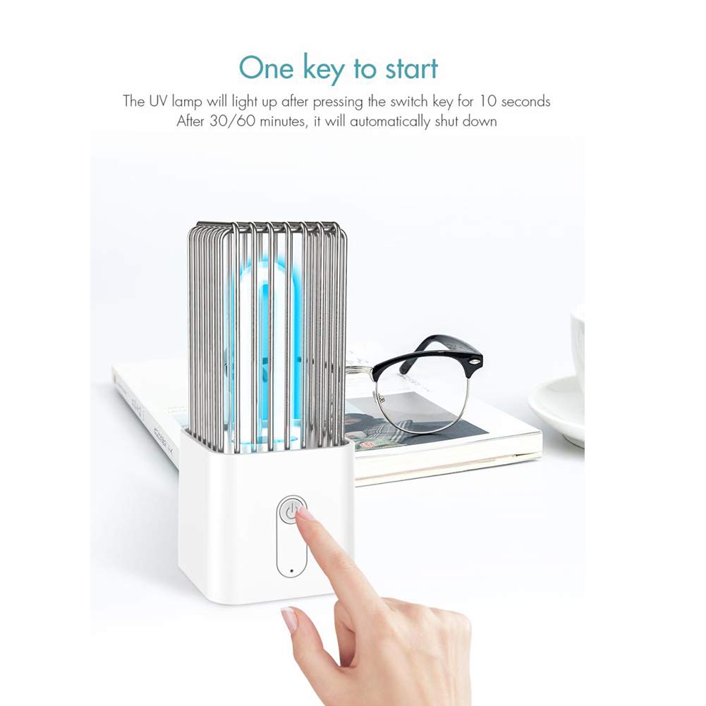 Luz de esterilización UVC portátil de 2.5W, lámpara de escritorio UV de sala de estar de dormitorio Lámpara de escritorio ultravioleta de cuarzo de ozono para viajes domésticos