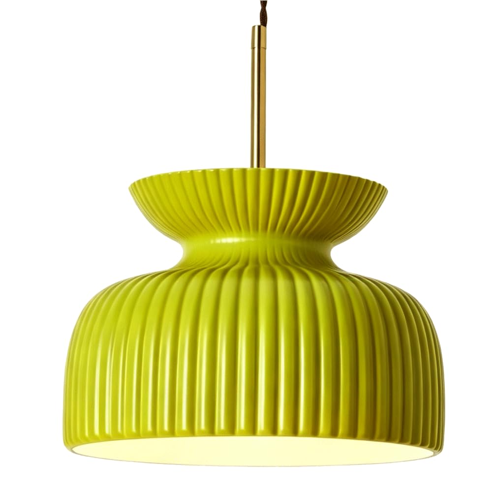 ESIYUVO Vertical Ribbed Resin LED Pendant Light Nordic Minimalist Multi-Color Creative Hanging Lamp Indoor Chandelier Adjustable Cord Lighting Fixture for Bedroom Dining Room Hallway Kitchen Island