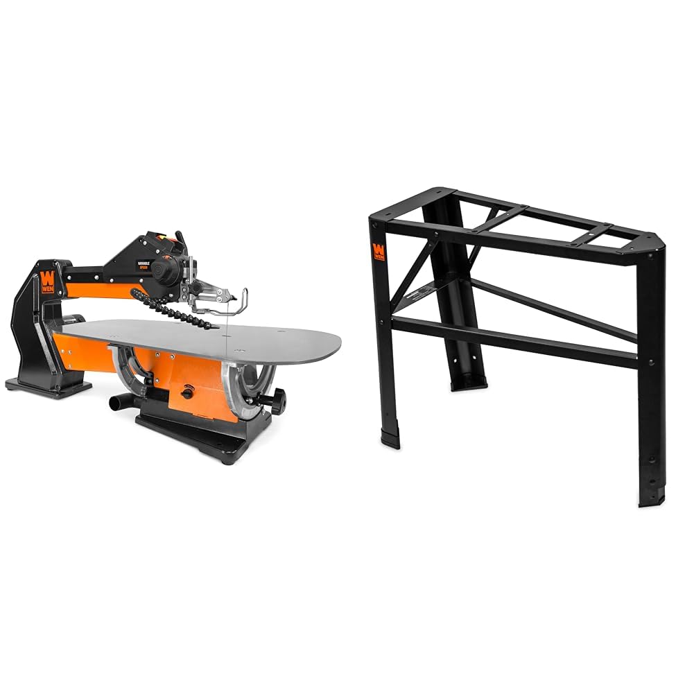 WEN 21-Inch Variable Speed Parallel Arm Scroll Saw and Adjustable Scroll Saw Stand Bundle