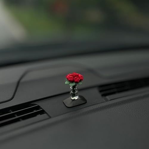 Mini accesorios para tablero de instrumentos de interior de automóvil de rosas rojas, decoración de plantas de automóvil para mujeres, niñas,