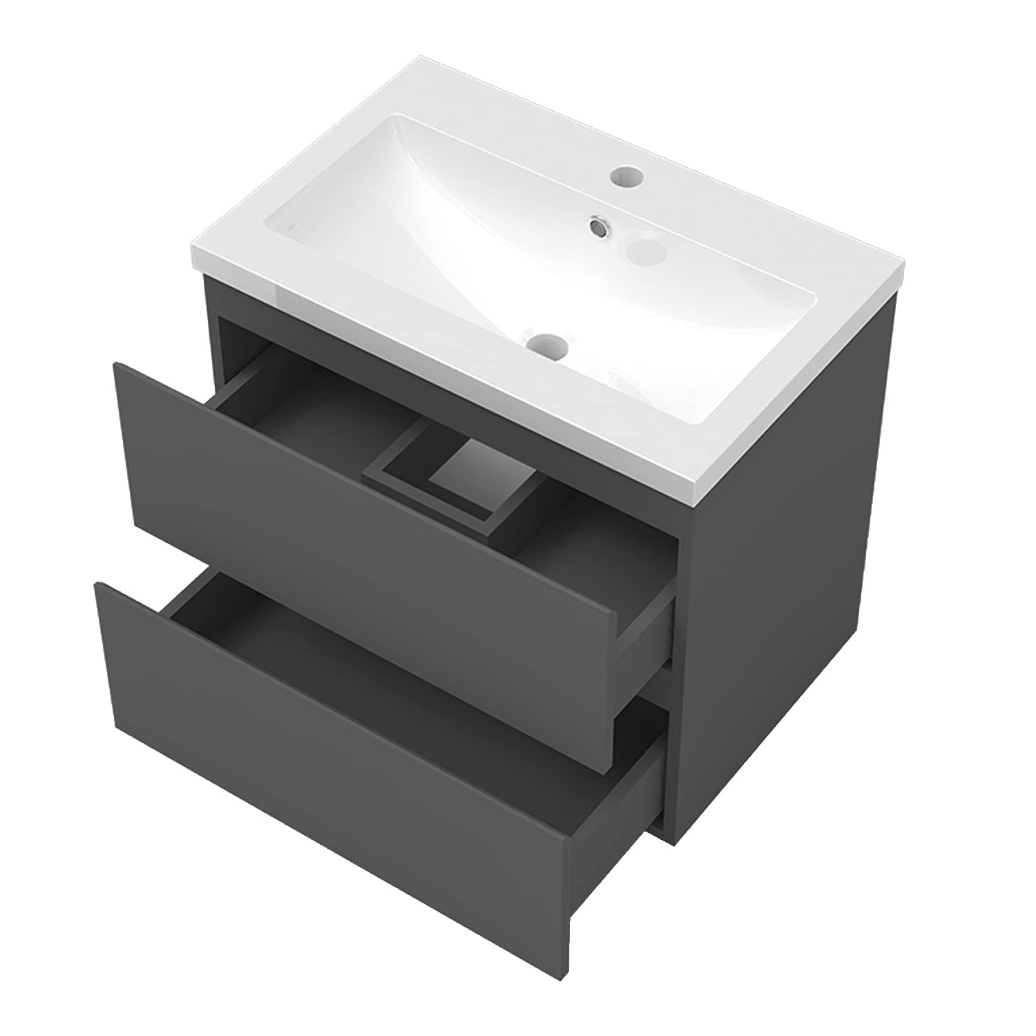 AICA Meuble Salle de Bain 80cm Simple Vasque Anthracite