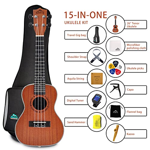 Image of EASTROCK Tenor Ukulele 26 inch Sapele Beginners Kit | Ukulele big package kit, suitable for adults and beginners, ideal for practice, daily playing, and home use