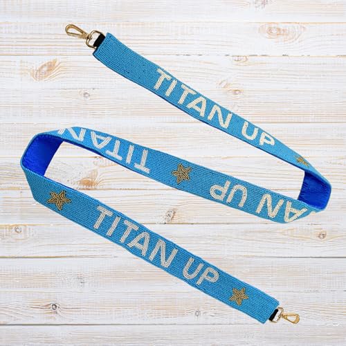 Light Blue with White Letters Yellow Stars Beaded Purse Strap Tennessee Football Game Day Clear Stadium Bag Gold Clasps3