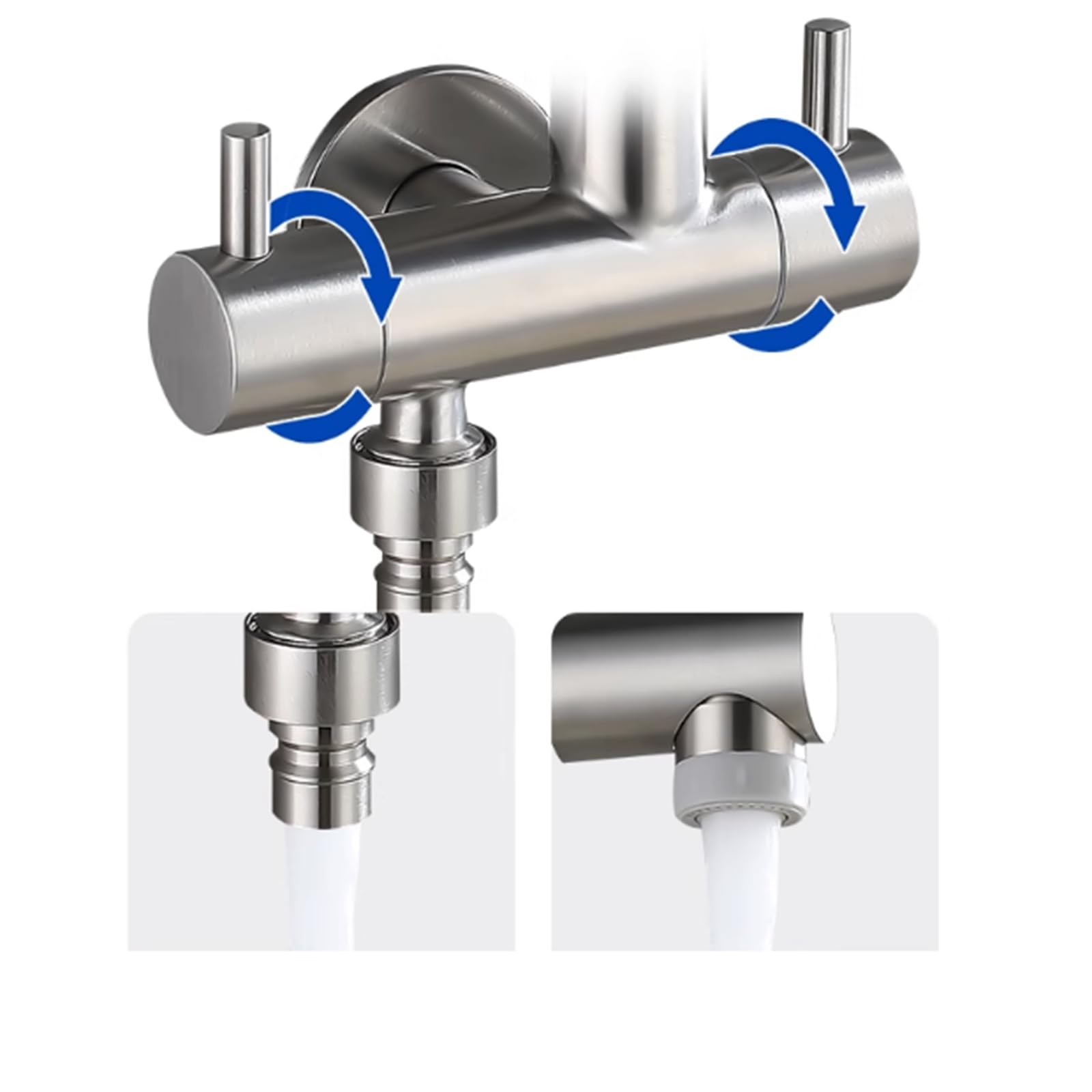 Grifo De 1/2 Doble Salida para Lavadora Grifo Pared Plegable Grifos para Lavabos De Baño Modo Dual,Gris Pistola