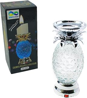 Colorful Pineapple Water Globe Glitter Swirl LED Candle Holder Pedestal Bath and Body Works Wick Romantic Gifts Home Furnishings Party Decorations Creative and Cute Mother's Day (Silver)