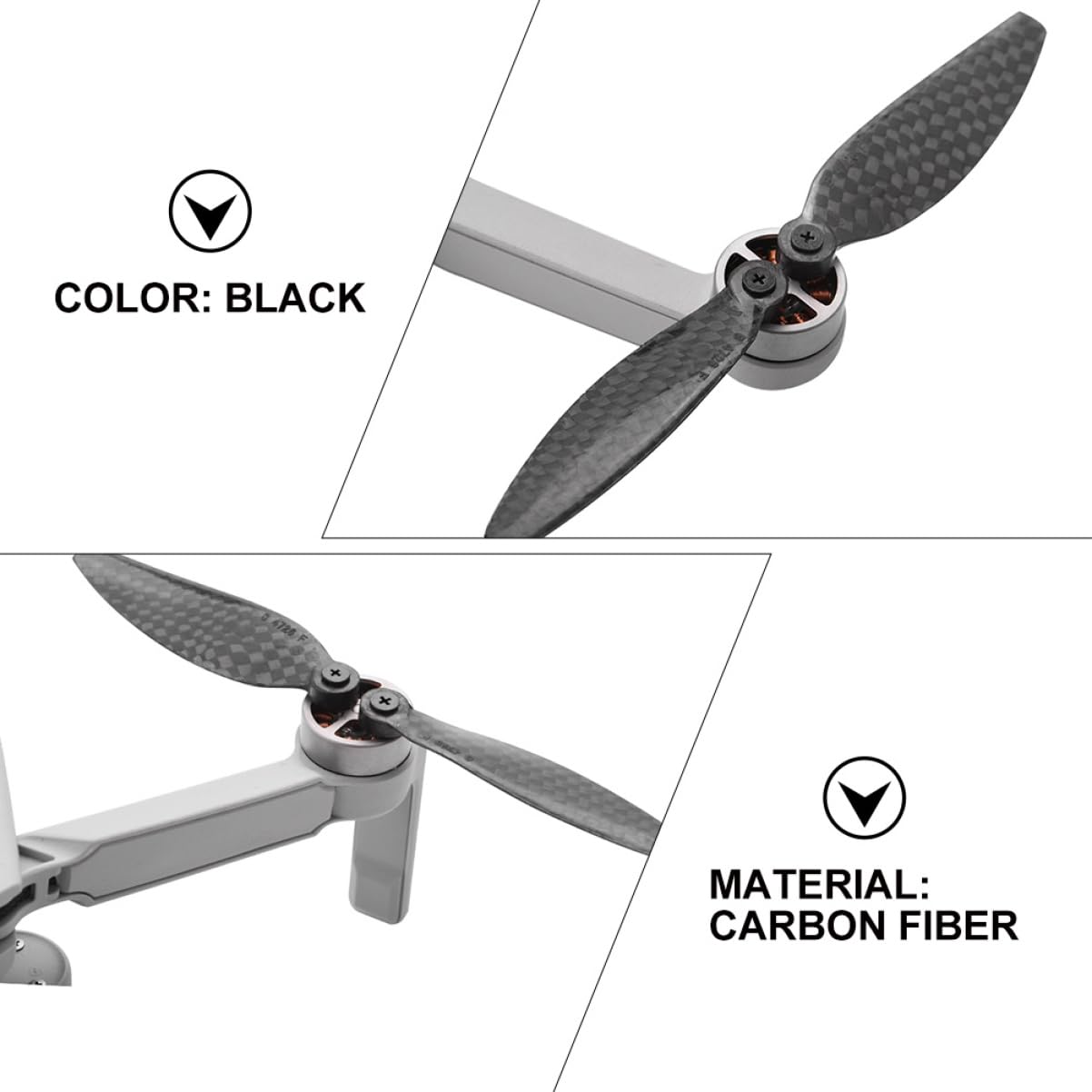 Abaodam Hélice de Fibra de Carbono para Dron Accesorio Compatible con Mavic Mini Hélices para Cuadricóptero de Repuesto